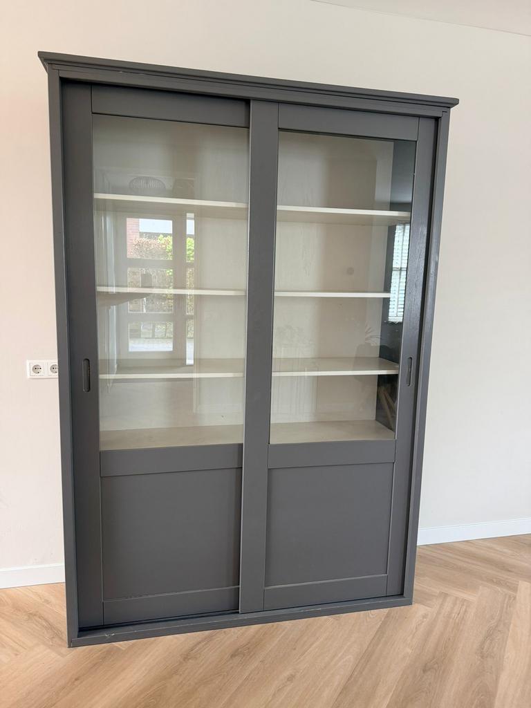 Vitrinekast woood, Huis en Inrichting, Kasten | Vitrinekasten, Ophalen, Zo goed als nieuw, 25 tot 50 cm, 150 tot 200 cm