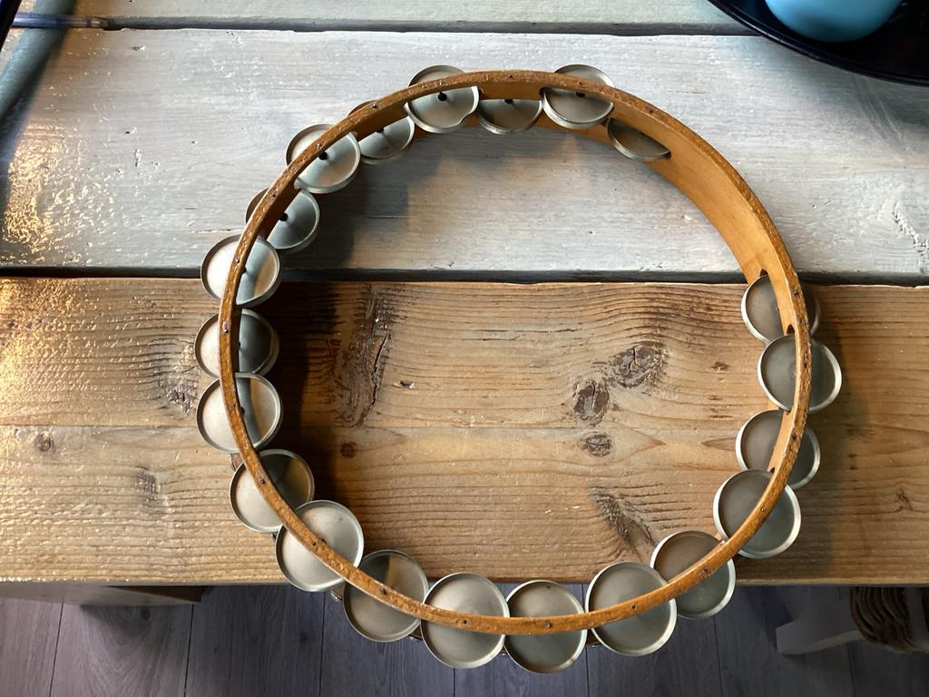 Houten Tamboerijn met Jingle Bells, Ophalen of Verzenden, Gebruikt, Overige soorten