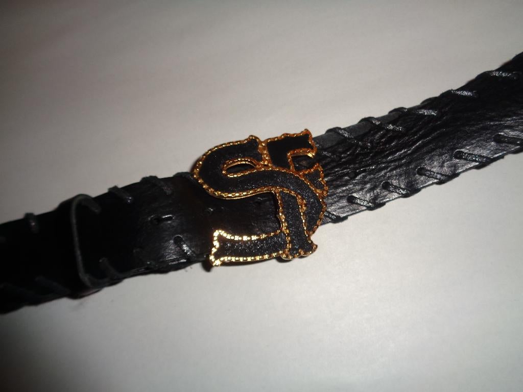 SONIA FORTUNA zwarte leren riem met aparte gesp, 100 cm of meer, SONIA FORTUNA, Nieuw, Tailleriem