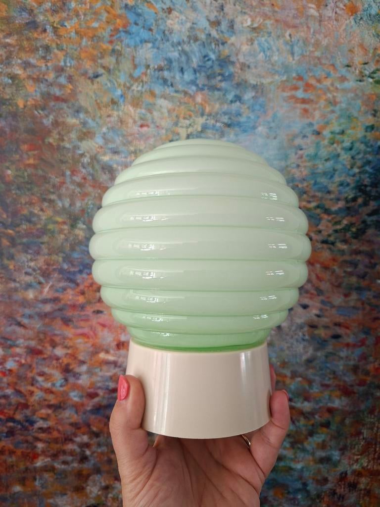 Thabur mintgroene glazen plafondlamp, Huis en Inrichting, Lampen | Plafondlampen, Ophalen of Verzenden, Zo goed als nieuw, Glas