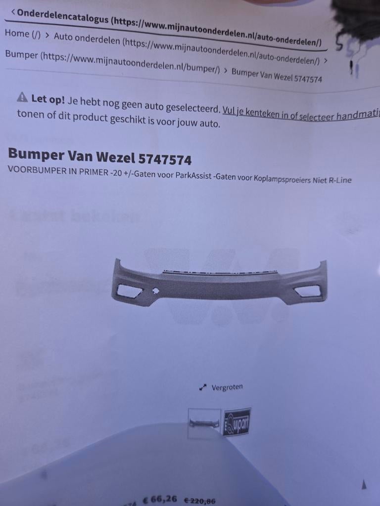Vw tiguan bumper, Ophalen of Verzenden, Nieuw, Voor, Bumper