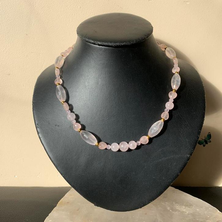 Rozenkwarts ketting & oorbellen ultieme liefde geluk SALE, Sieraden, Tassen en Uiterlijk, Kettingen, Nieuw, Steen of Mineraal