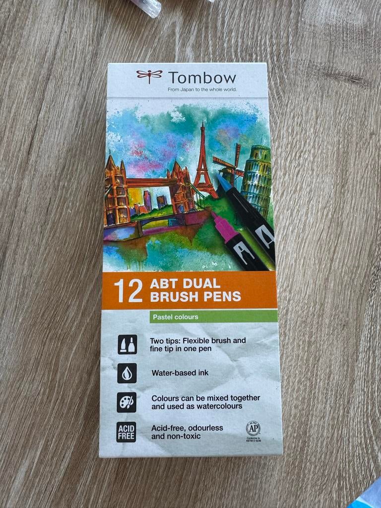 Tombow ABT Dual Brush Pens Pastel - 12 stuks, Ophalen of Verzenden, Zo goed als nieuw, Potlood of Stift