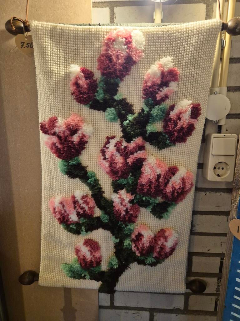 Vintage Wandkleed met Bloemen - 70x53cm, Ophalen of Verzenden