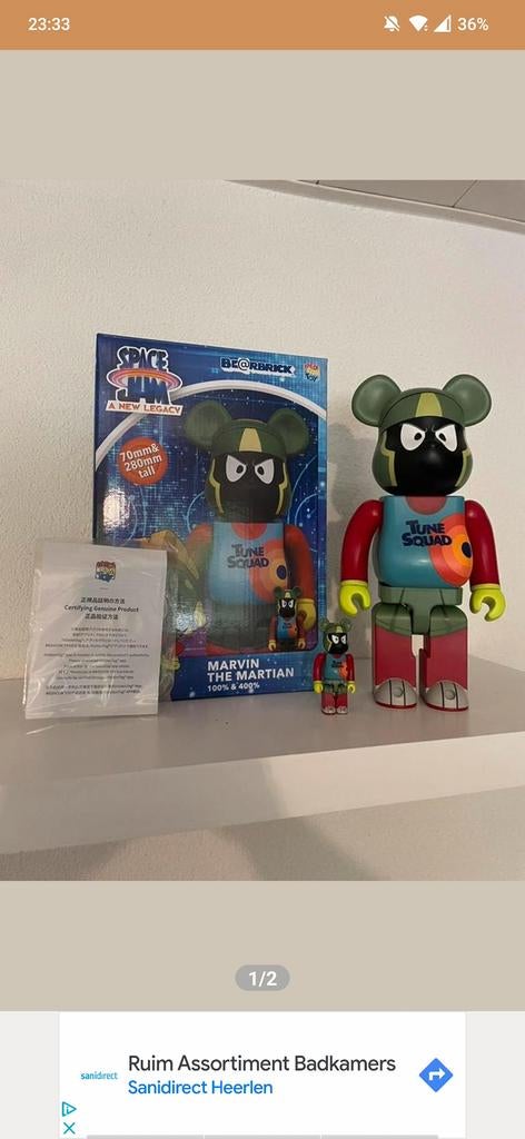 Bearbrick Space Jam Marvin The Martian 100% & 400% Set, Ophalen of Verzenden, Zo goed als nieuw
