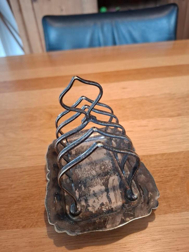 Antieke verzilverde houder voor servetten of toast, Antiek en Kunst, Antiek | Bestek, Ophalen