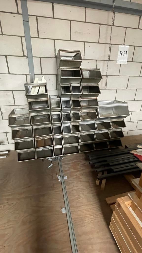 Vintage Industriële voorraadbakken, Doe-het-zelf en Verbouw, Metalen, Ophalen, Gebruikt, IJzer