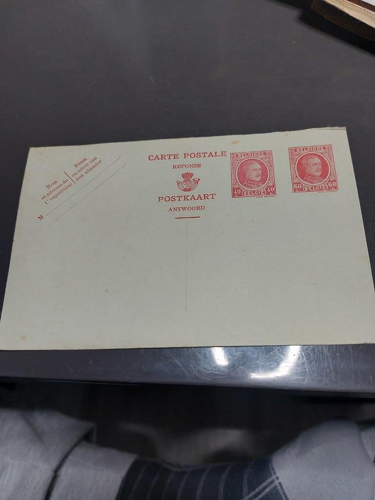 Zeldzame Belgische Postkaart met Twee Postzegels, Ophalen of Verzenden