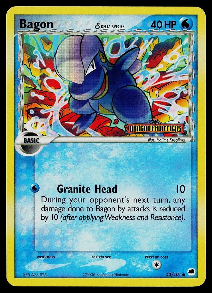 Pokemon Card - Bagon Dragon Frontiers 43/101 Reverse Holo, Ophalen of Verzenden, Zo goed als nieuw, Losse kaart, Foil