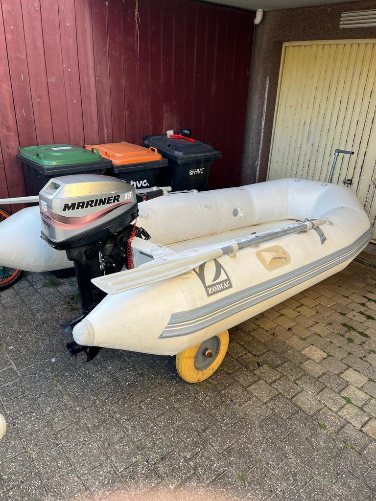 Zodiac yachtline 310 15 pk mariner/mecury, Watersport en Boten, Bootonderdelen, Ophalen, Zo goed als nieuw, Motorboot