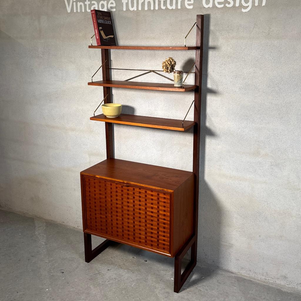 Poul Cadovius – Modulair Wandmeubel, Denemarken jaren 60', Gebruikt, Met klep(pen), Teakhout, Ophalen of Verzenden