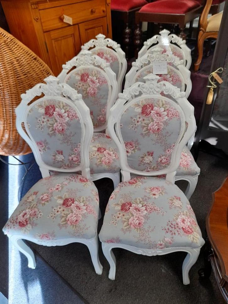 Set 6 brocante barok stoelen opnieuw gestoffeerd, Huis en Inrichting, Stoelen, Zo goed als nieuw, Eén, Ophalen of Verzenden