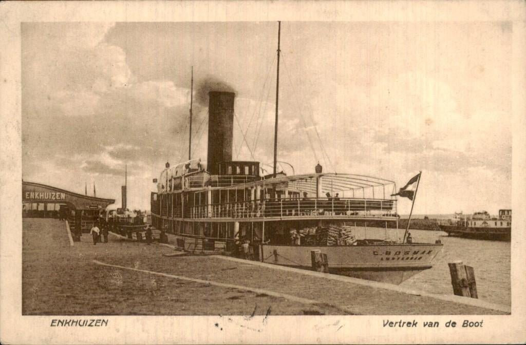 Enkhuizen - Boot - Vertrek van de Boot, Ophalen of Verzenden, 1920 tot 1940, Gelopen, Noord-Holland