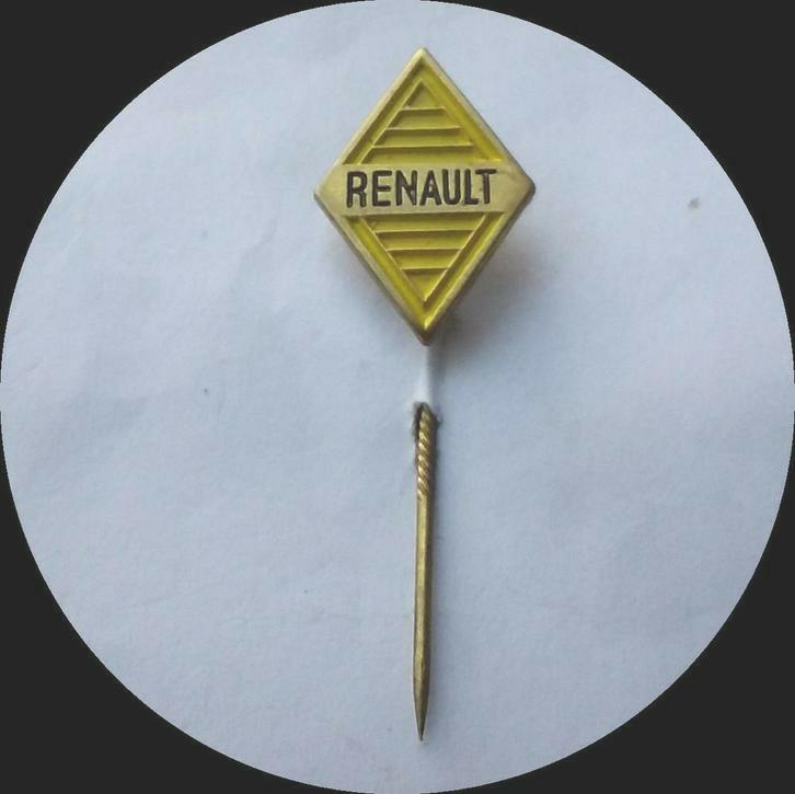 RENAULT oud logo speldje  geel, Verzenden, Zo goed als nieuw, Transport, Speldje of Pin