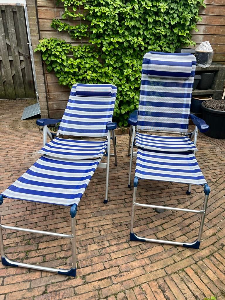 2 extra stevige Crespo campingstoelen met voetenbank, Ophalen of Verzenden, Zo goed als nieuw, Campingstoel