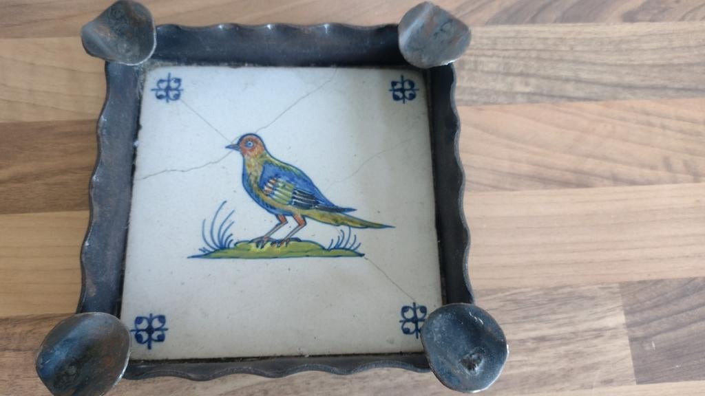 antieke polychrome Delfts blauwe tegel, Antiek en Kunst, Antiek | Wandborden en Tegels, Ophalen of Verzenden