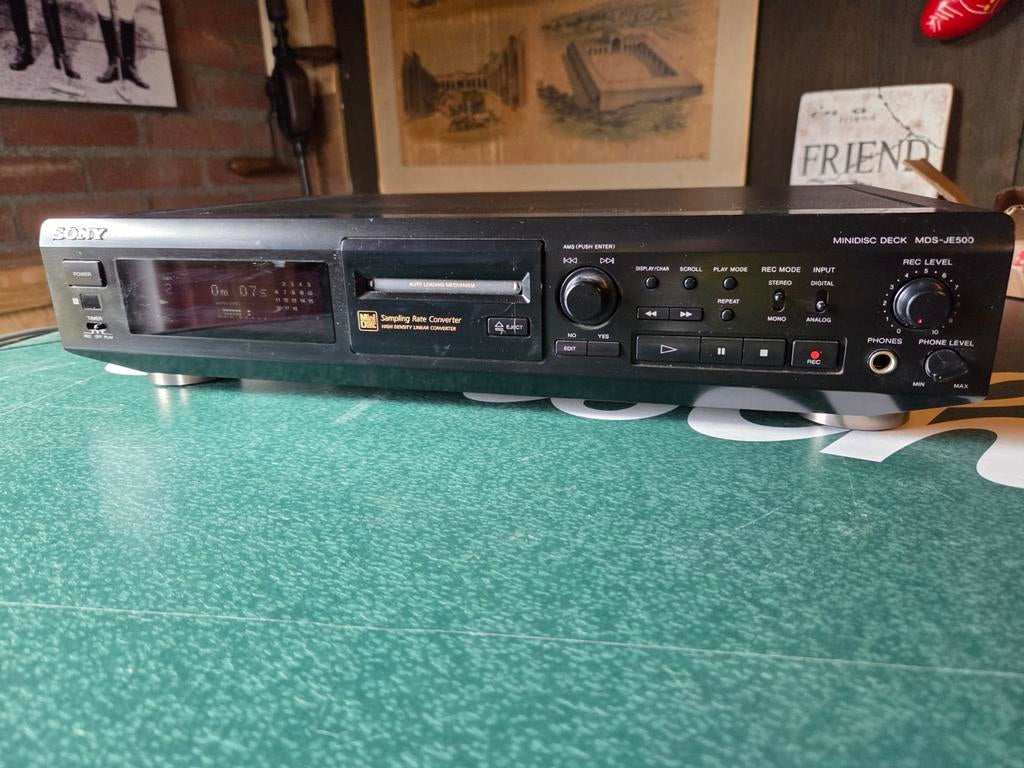 Sony MDS-JE500 Minidisc Deck Zwart, Ophalen of Verzenden, Minidisc-recorder