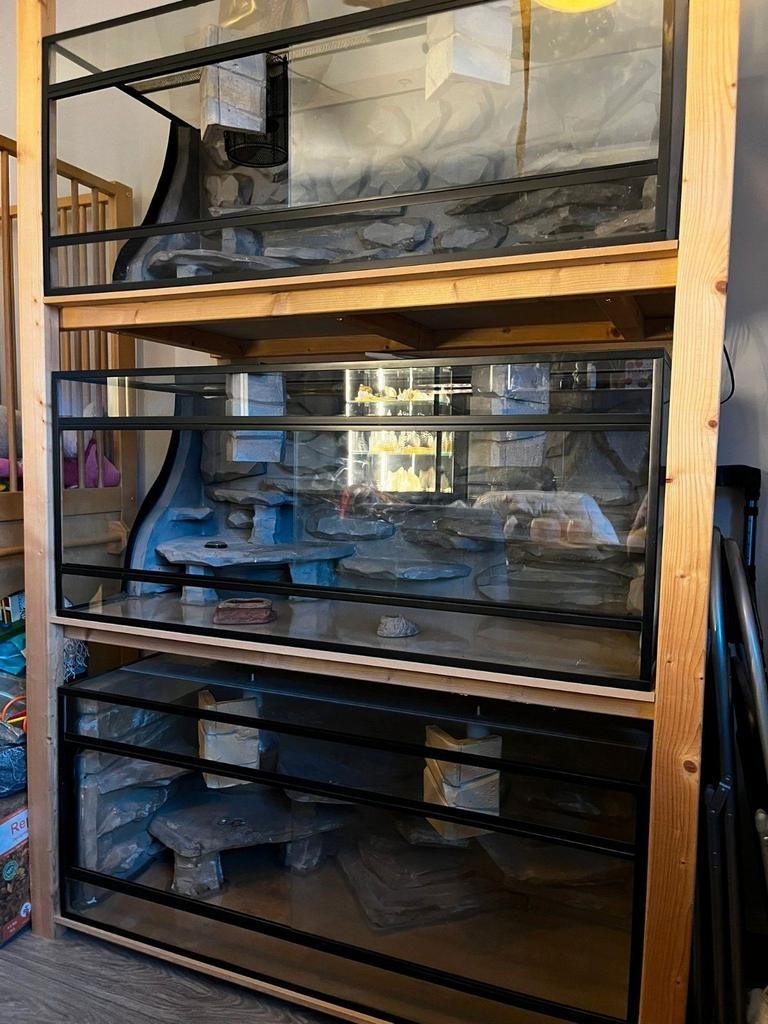 Stelling met 3 terrariums, Ophalen, Zo goed als nieuw, Terrarium of Paludarium