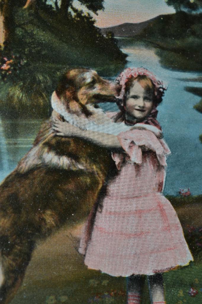 duitsland 1910 meisje met hond schotse collie, Ophalen of Verzenden, Voor 1920, Ongelopen, Sterren en Beroemdheden