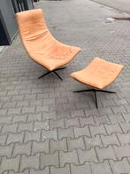 Bodilson Relaxfauteuil met Hocker - Cognac Leer, Huis en Inrichting, Ophalen, Gebruikt, 100 tot 125 cm, Leer