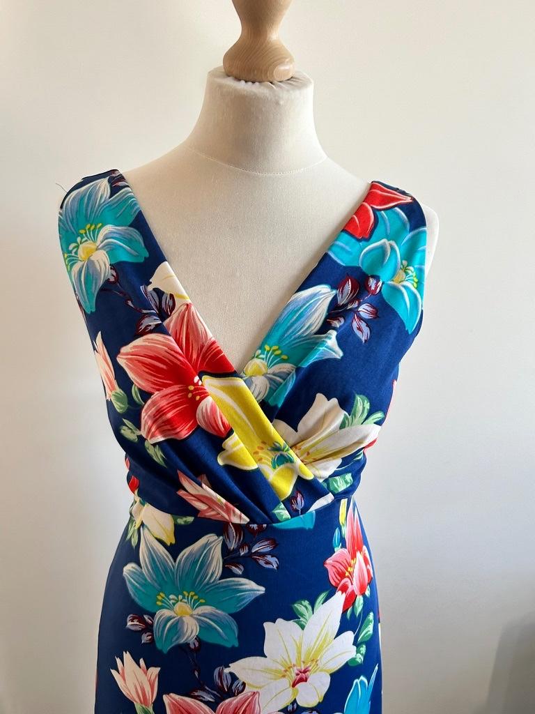 King Louie maat L bloemen Ginger zomer jurk 3212, Blauw, Maat 42/44 (L), Ophalen of Verzenden, Zo goed als nieuw