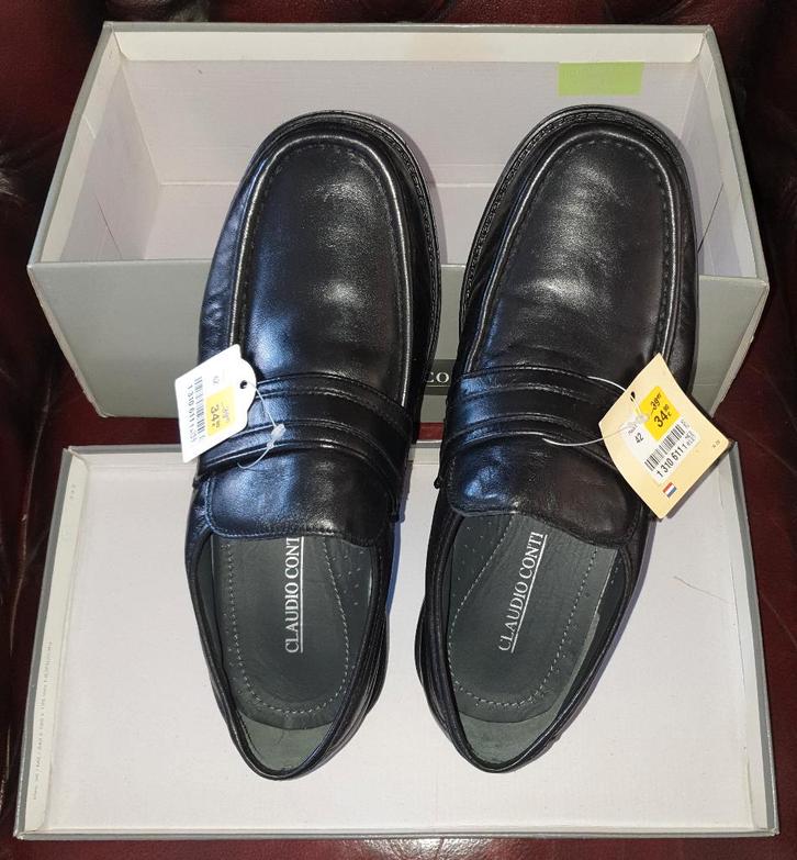Claudio Conti Instappers (Zwarte Schoenen) Maat42 Heren LEER, Kleding | Heren, Schoenen, Nieuw, Loafers, Zwart, Ophalen of Verzenden