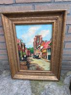 Antiek schilderij Torenstraat Leeuwarden met Oldehove, Ophalen of Verzenden