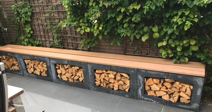 bank haardhoutopslag, Ophalen, Zo goed als nieuw, Rechthoekig, Hout