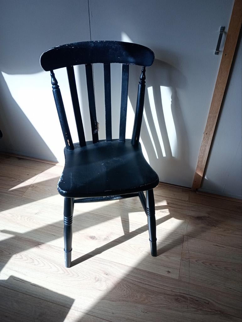 Zwarte stoel opknapper, Huis en Inrichting, Stoelen, Ophalen, Gebruikt, Zwart, Eén