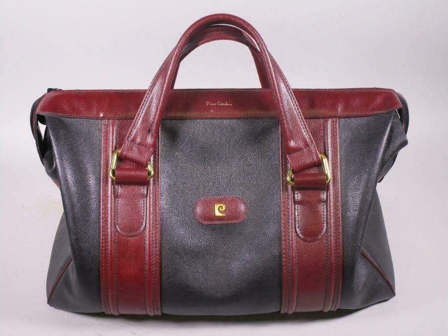 2x Pierre Cardin lederen reistassen zwart/bordeaux ca50 x 30, 40 tot 60 cm, 30 cm of meer, Beige, Minder dan 35 cm