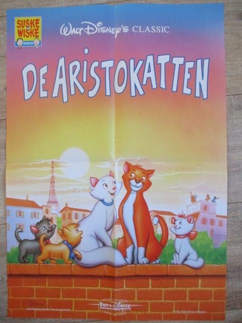 adv10187 aristokatten poster, Verzamelen, Ophalen, Mickey Mouse, Gebruikt, Plaatje of Poster