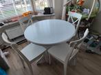 Witte ronde tafel met 4 stoelen, Huis en Inrichting, Ophalen