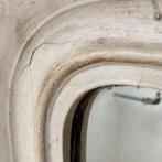 Franse landelijke antieke spiegel in de oude vuilwitte verf, Ophalen, Rechthoekig, 50 tot 100 cm, 100 tot 150 cm