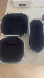 3 metalen broodmandjes met losse wasbare stoffen inzet, Ophalen, Gebruikt