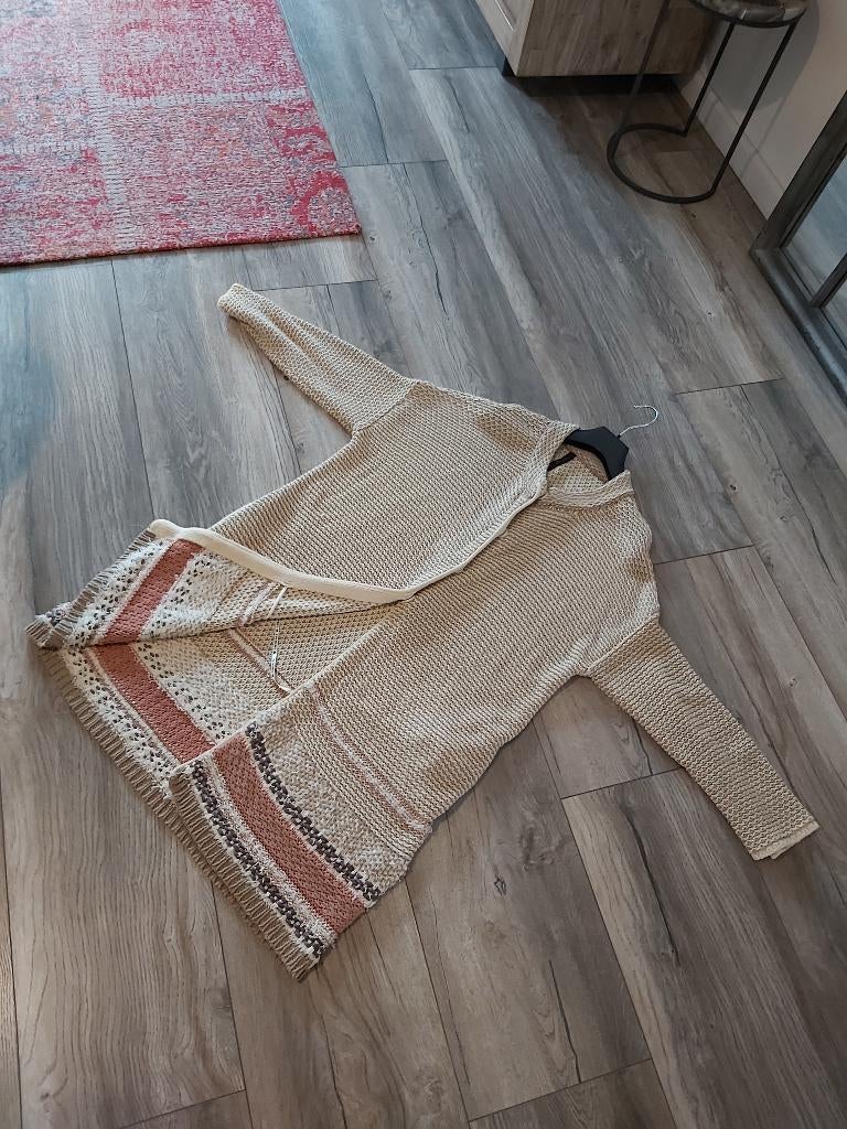 Twin-Set Simona Barbieri Cardigan Vest Bohemian Aztec 44, Verzenden, Zo goed als nieuw, Maat 42/44 (L), Beige