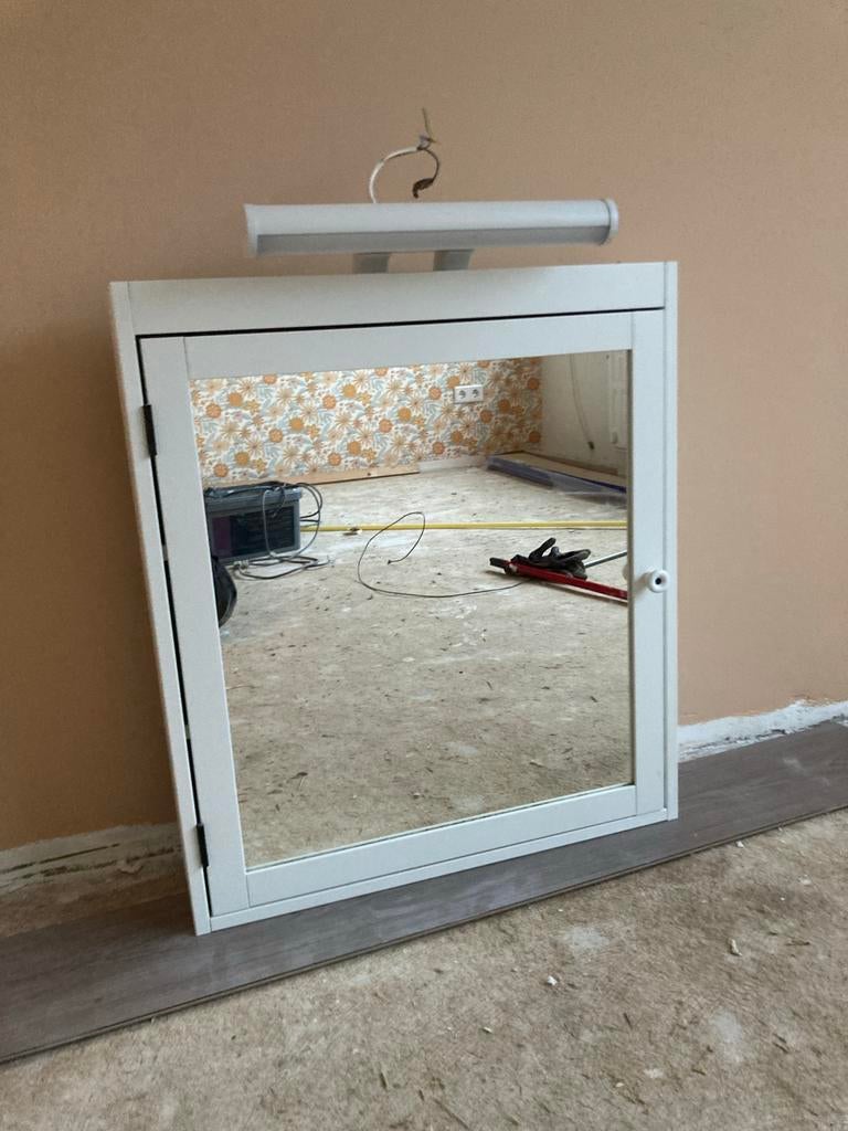 Badkamer meubel set, wastafel hoge kast en spiegelkast, Huis en Inrichting, Ophalen, Gebruikt, Overige typen, 50 tot 100 cm