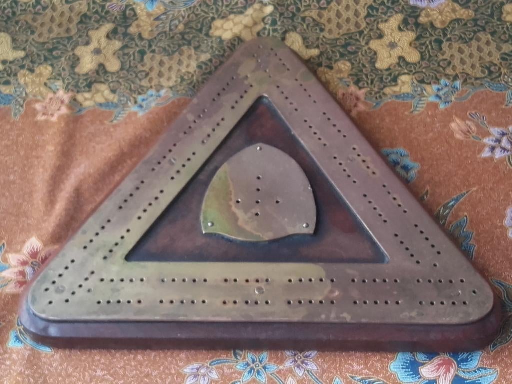 Zeldzaam antiek Engels scorebord van mahoniehout en koper., Ophalen of Verzenden