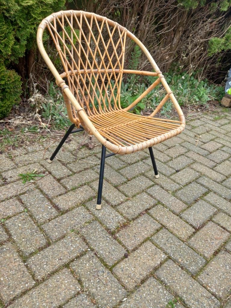 Retro vintage rotan rohe stoel, Verzamelen, Ophalen, Huis en Inrichting