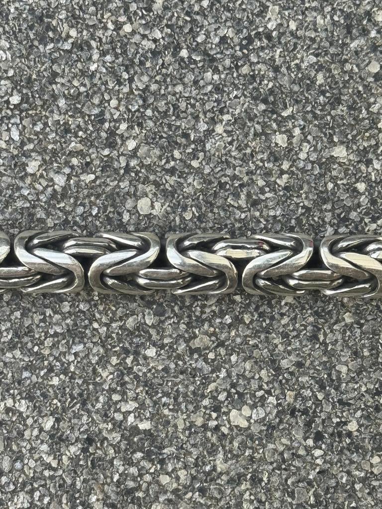 Handgemaakte Zilveren Armband - Koningsschakel, Verzenden, Gebruikt, Zilver