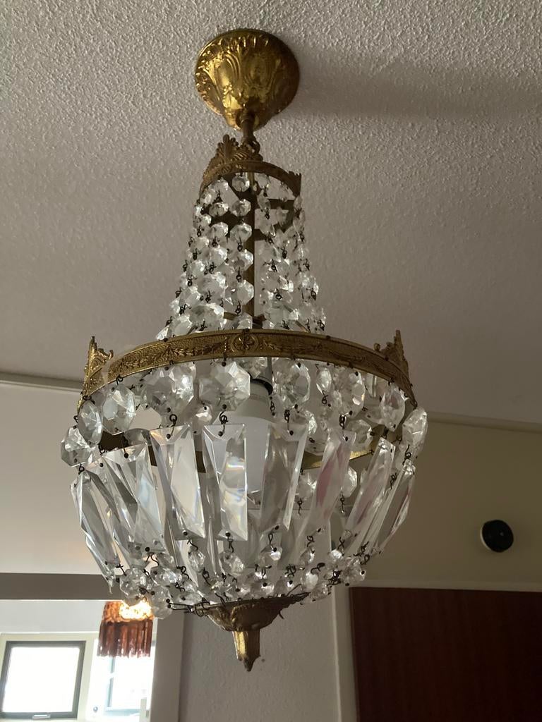 Oude antieke kroonluchter, Ophalen of Verzenden, Glas