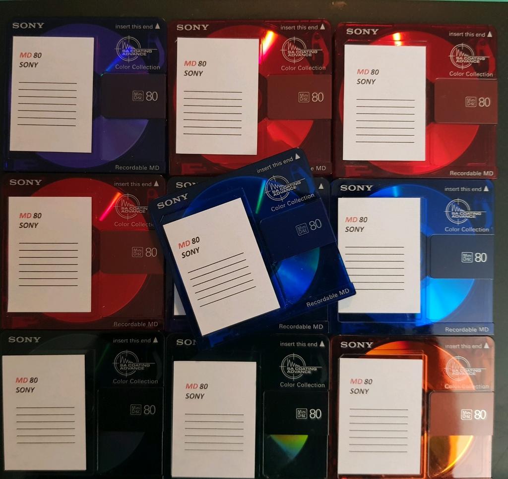10 Stuks Sony 80 Minidisc met hoesjes, Verzenden