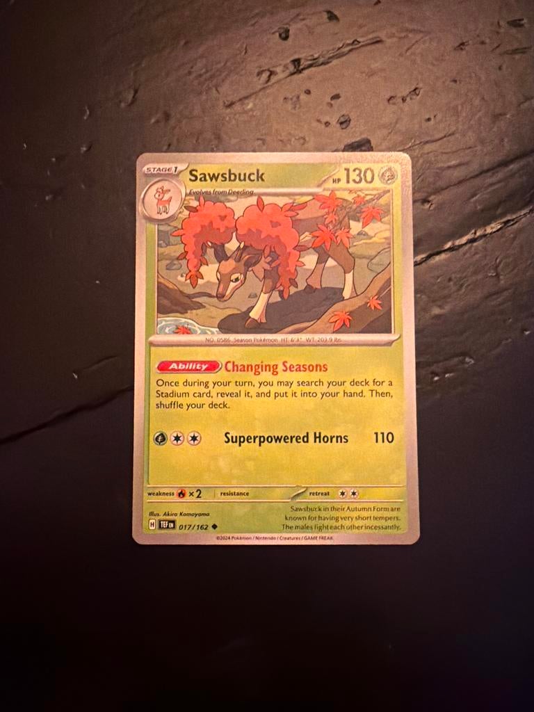 Sawsbuck #17 Pokémon Kaart - Autumn Form, Ophalen of Verzenden, Zo goed als nieuw, Losse kaart