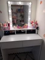 Witte kaptafel met spiegel en make-up lampen, Ophalen, 100 tot 150 cm, Zo goed als nieuw, Minder dan 100 cm