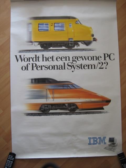 Vintage poster TGV vs Stoptrein IBM 80-120cm, Ophalen of Verzenden, Trein