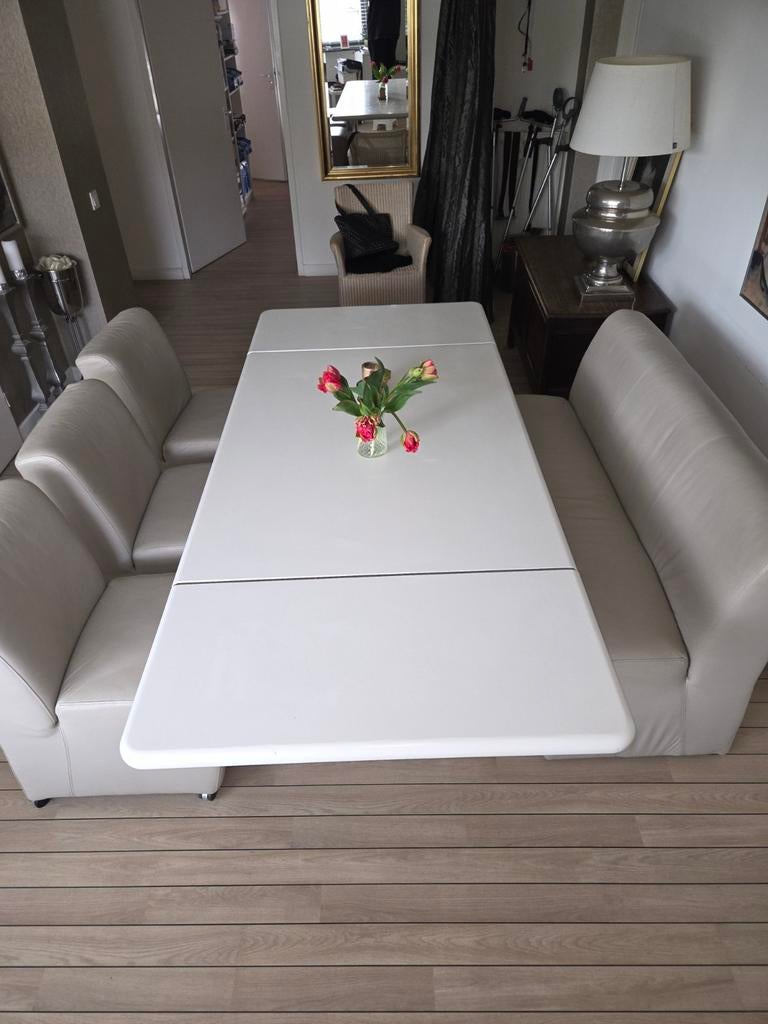 Eettafelbank en 3 stoelen van Goossens, Ophalen, Zo goed als nieuw