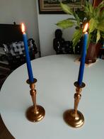 Paar zware koperen Franse kandelaars, circa 1950, Antiek en Kunst, Ophalen