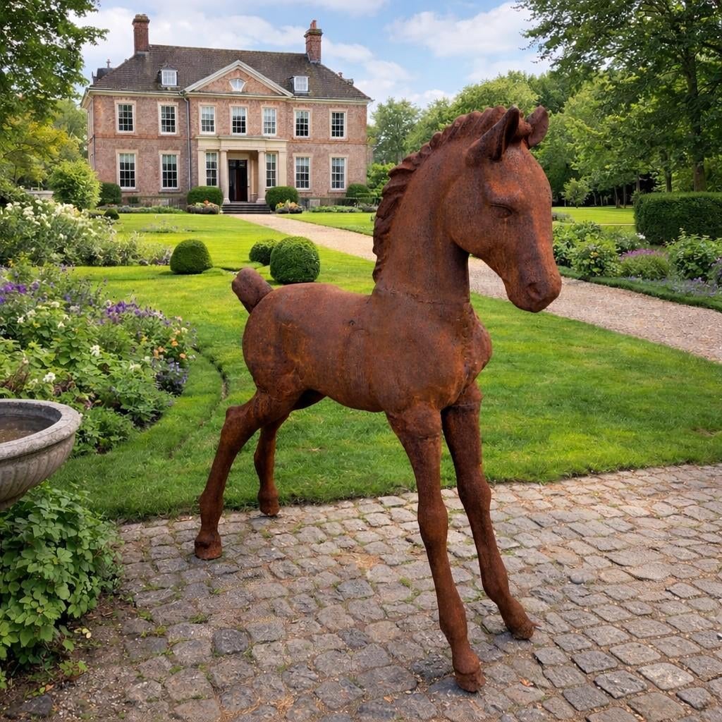 ijzeren paard, Tuin en Terras, Tuinbeelden, Ophalen of Verzenden, Metaal, Overige typen
