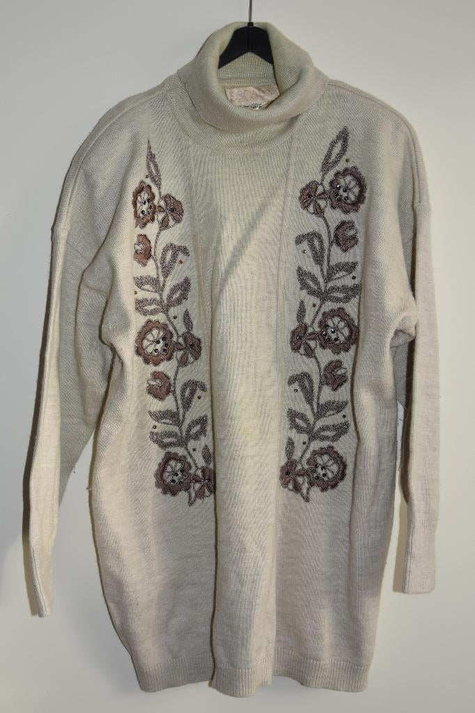 Wollen Escada trui met bloemen & broche maat 40 / 42, Escada, Verzenden, Gedragen, Maat 42/44 (L)