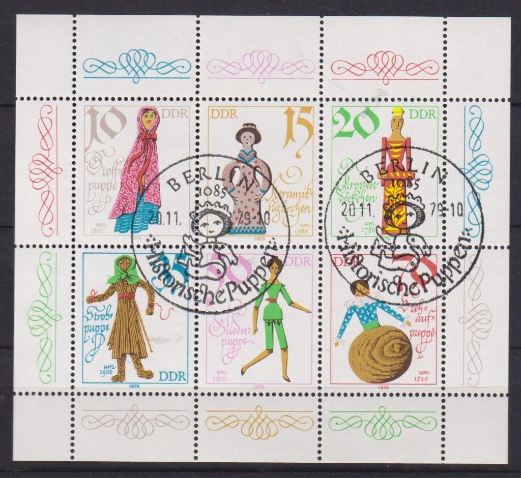 DDR 1979 Blok Historische poppen, Verzenden, Gestempeld, Overige thema's