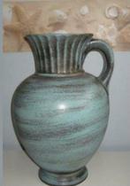 Germaanse vaas 40 cm hoog, groen/goud, Ophalen of Verzenden